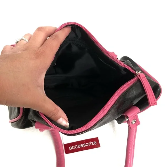 Rosetti Faux Leather Black & Pink Purse - Picture 9 of 14